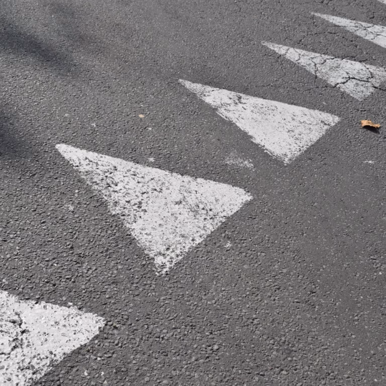 White road markings on asphalt